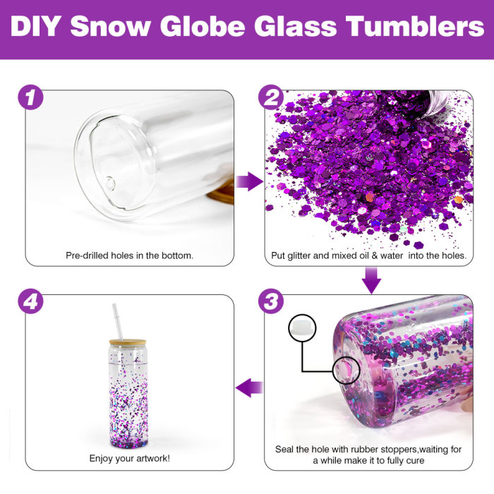 RTS US Warehouse 25oz snow globe sublimation glass Cup