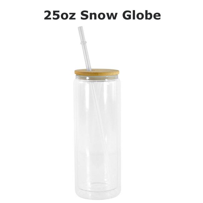 RTS US Warehouse 25oz snow globe sublimation glass Cup