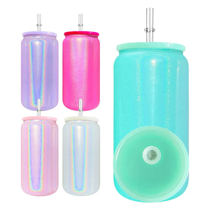 RTS US Warehouse 16oz shimmer sublimation glass Cup Libby Cups