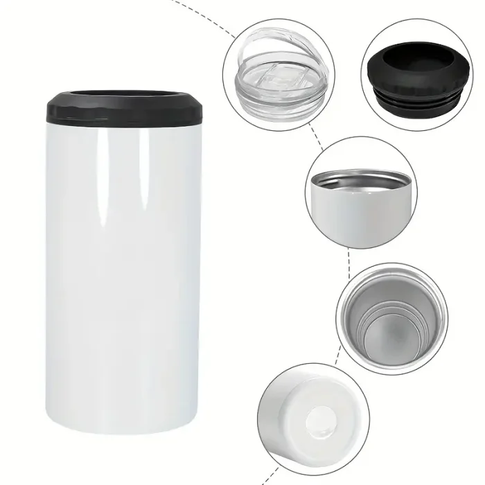 RTS US Warehouse 16oz 4 in 1 sublimation straight can cooler with dual lids and plastic straw