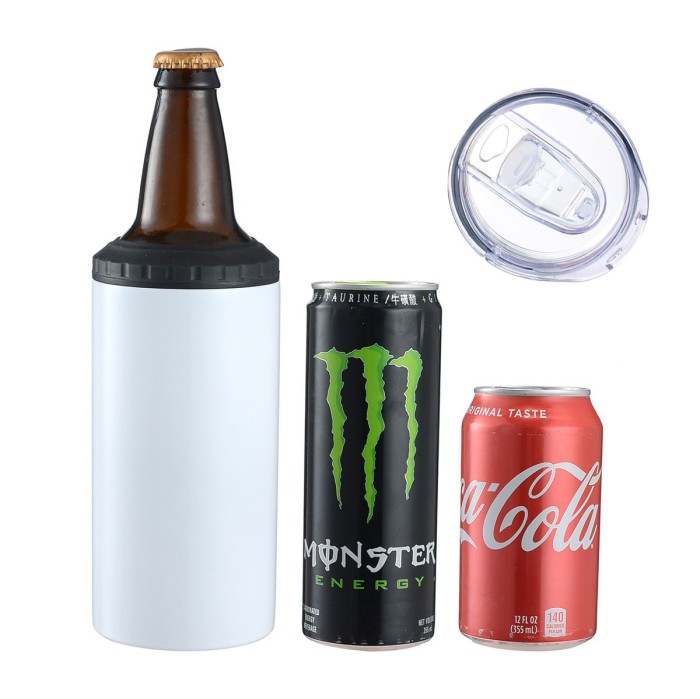US Warehouse 16oz 4 in 1 Matte Sublimation can cooler with dual lids