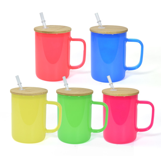 RTS US Warehouse Colored 17oz Sublimation Glass Mugs with handle