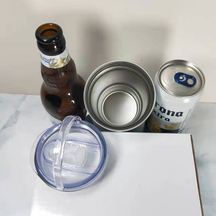 US Warehouse 16oz 4 in 1 Matte Sublimation can cooler with dual lids