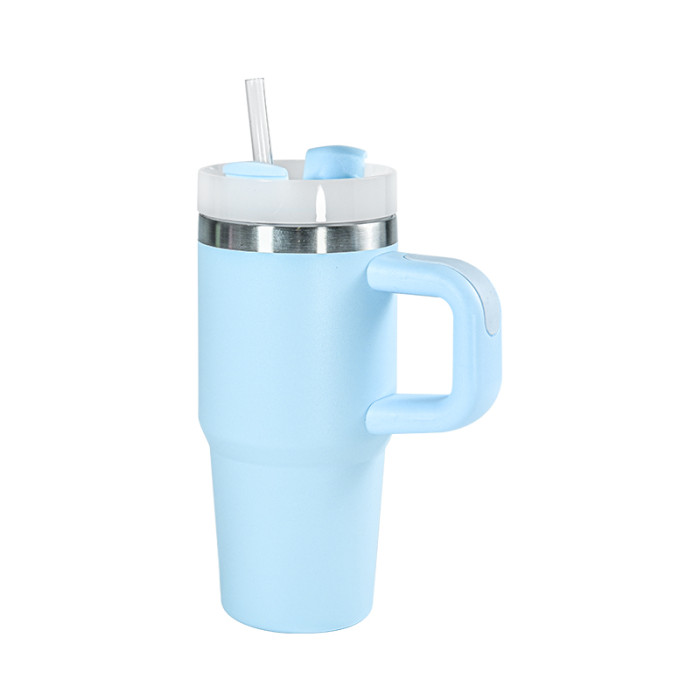 China Warehouse 14oz powder caoated tumbler with handle