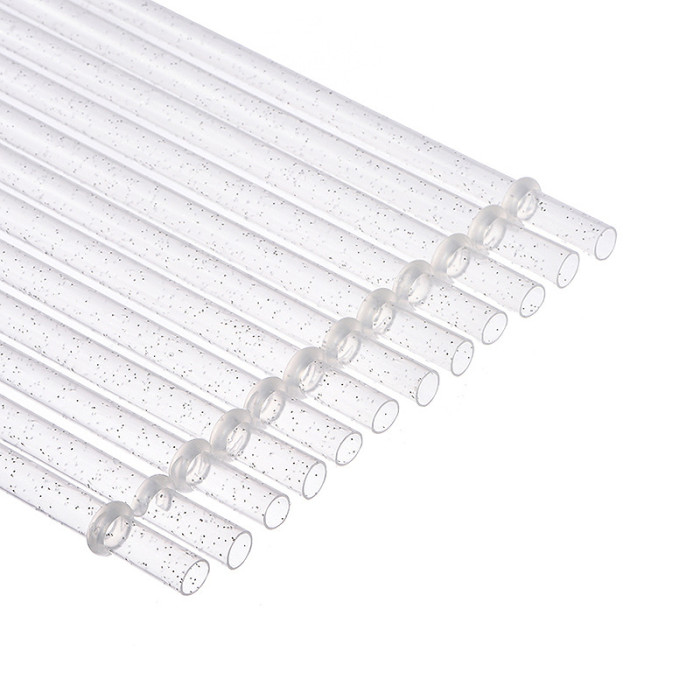 China Warehouse 240 pcs 23cm PP plastic Reuseable Colorful straws with silver glitter