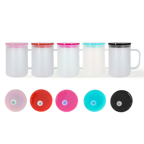 RTS US Warehouse 17oz frosted sublimation glass Cup with colored lid