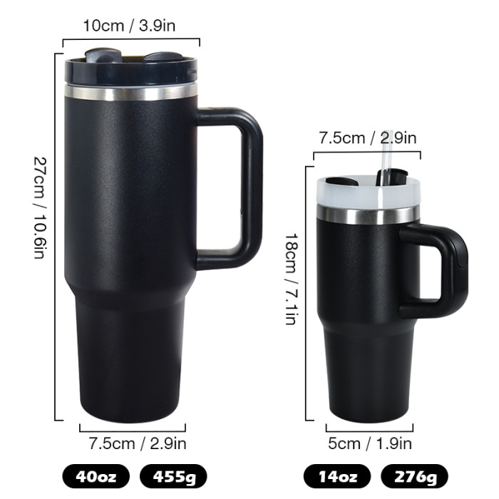 China Warehouse 14oz powder caoated tumbler with handle