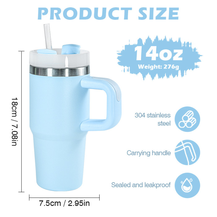 China Warehouse 14oz powder caoated tumbler with handle