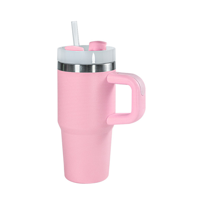 China Warehouse 14oz powder caoated tumbler with handle