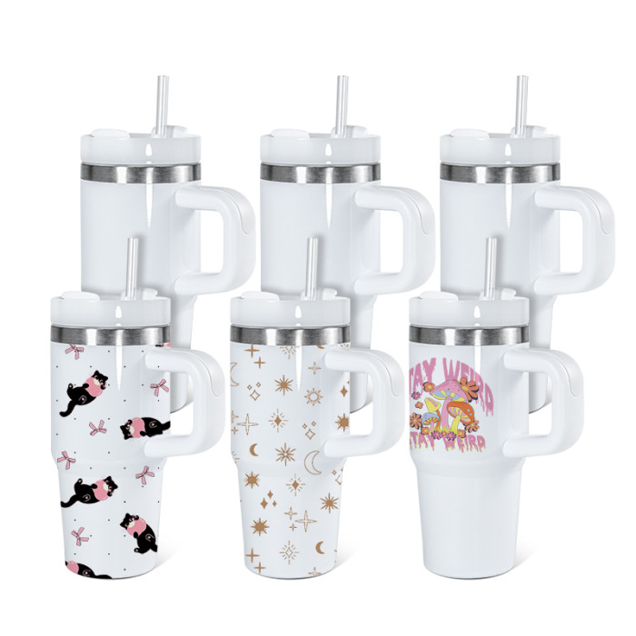 China Warehouse 14oz white sublimation blanks tumbler with handle