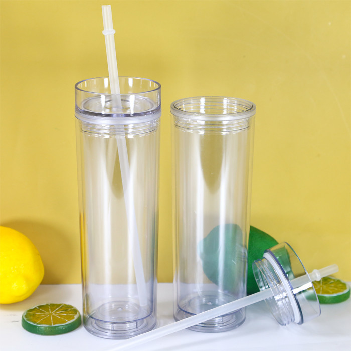 China warehouse 16oz double wall clear acrylic plastic water bottle