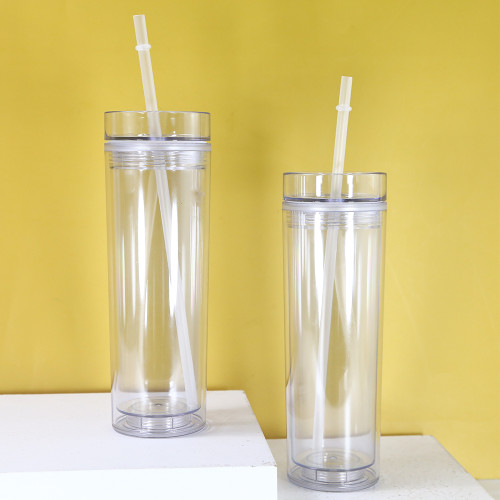 China warehouse 16oz double wall clear acrylic plastic water bottle