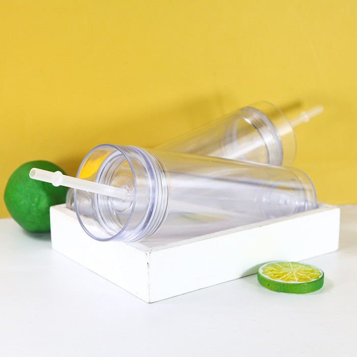 China warehouse 16oz double wall clear acrylic plastic water bottle