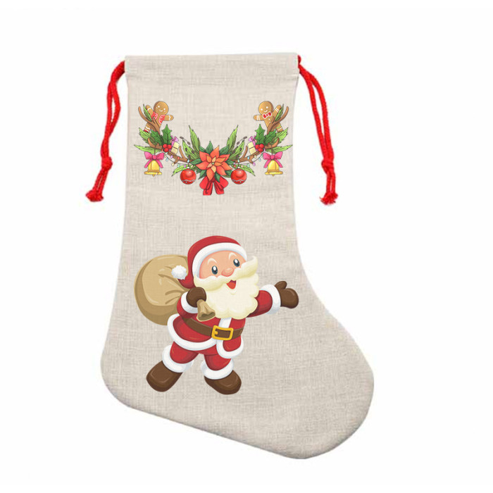 China Warehouse Flax Sublimation Blanks Christmas Stocking