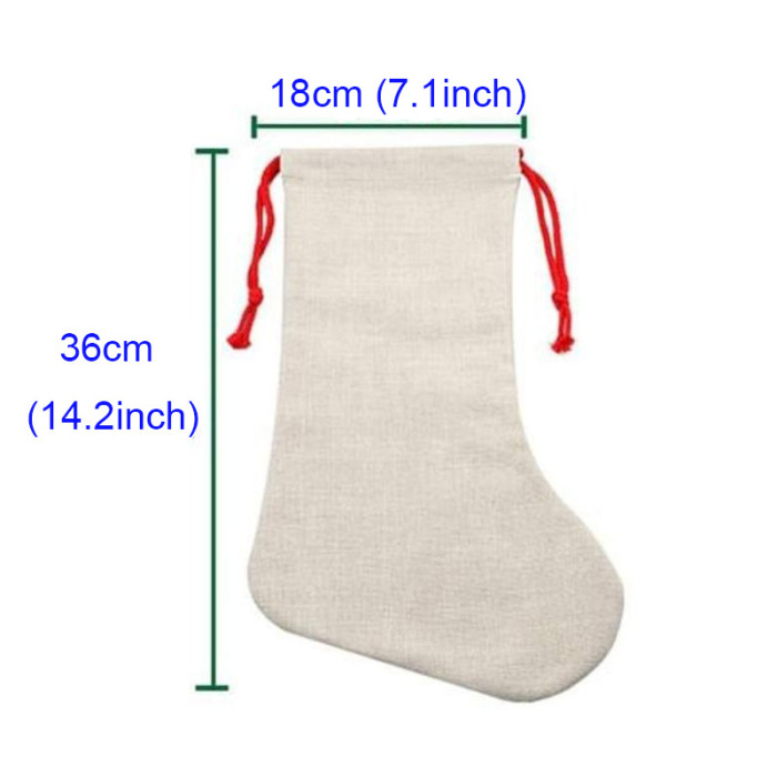 China Warehouse Flax Sublimation Blanks Christmas Stocking
