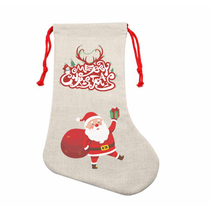 China Warehouse Flax Sublimation Blanks Christmas Stocking