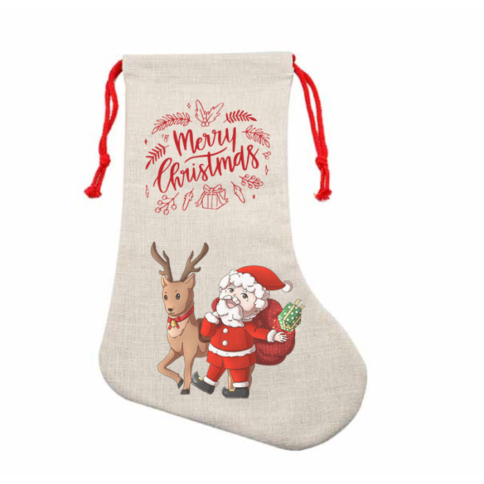 China Warehouse Flax Sublimation Blanks Christmas Stocking