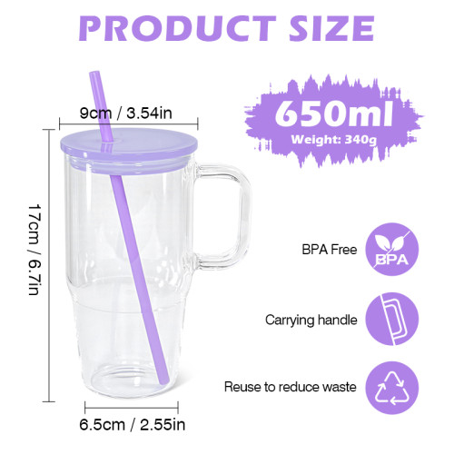 China warehosue 20oz Clear Sublimation Glass Tumblers with Colored Plastic Lids