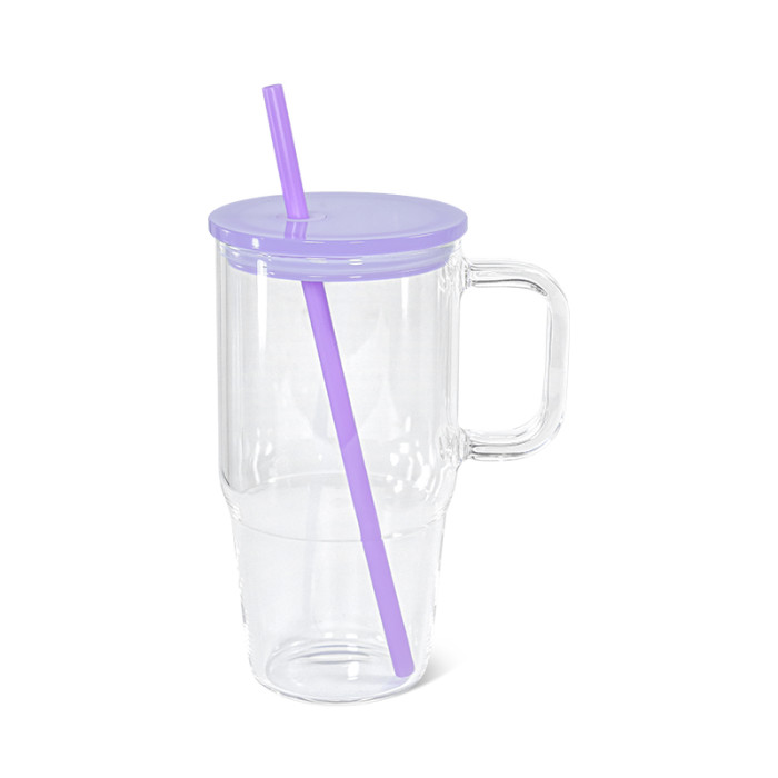 China warehosue 20oz Clear Sublimation Glass Tumblers with Colored Plastic Lids