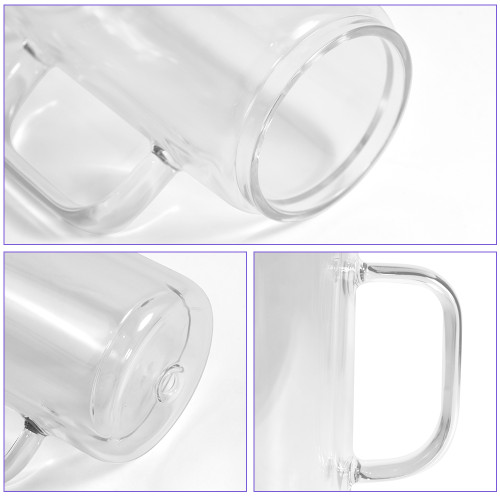 China Warehouse 16oz snow globe sublimation glass Cup with handle