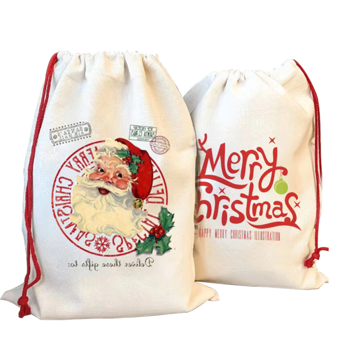 US Warehouse Sublimation Blanks Canvas Christmas Bag,Santa sacks