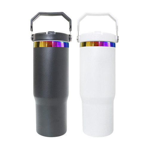 China Warehouse 30oz Powder Coated tumbler with Rainbow Plated