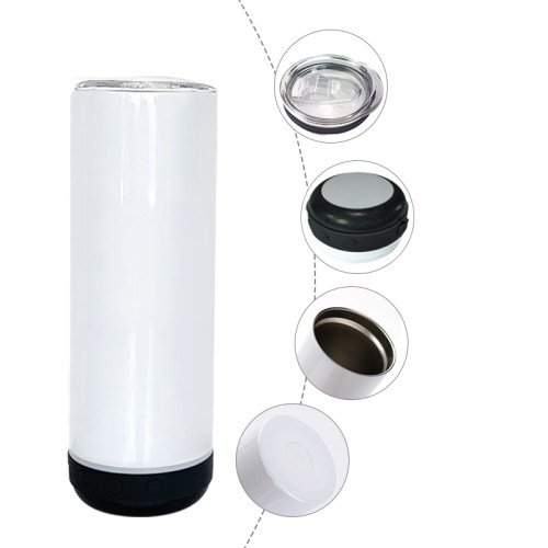 RTS US Warehouse 25pcs 20oz Sublimation Straight Tumbler with Black Speaker