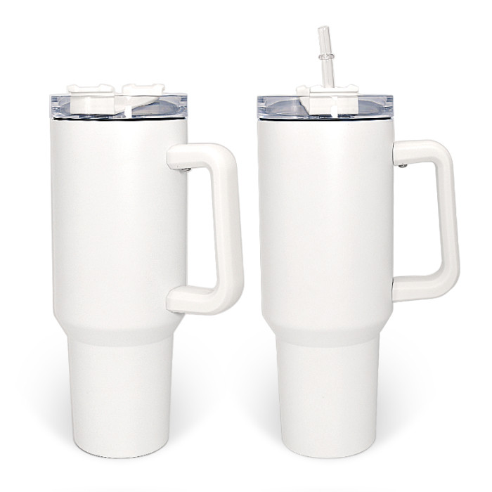 US Warehouse 40oz White to Blue glow in the dark sublimation blanks tumbler with handle