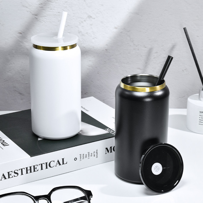 China Warehouse Stainless Steel 16oz Powder Coated Cup with Gold Plated(Not for sublimation)