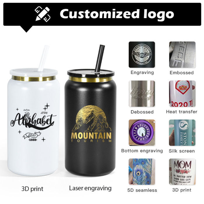 China Warehouse Stainless Steel 16oz Powder Coated Cup with Gold Plated(Not for sublimation)