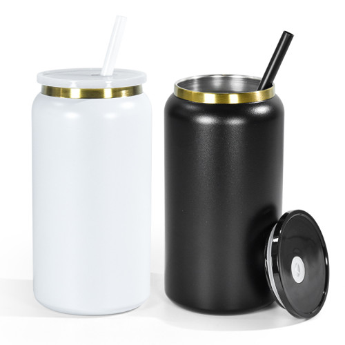 China Warehouse Stainless Steel 16oz Powder Coated Cup with Gold Plated(Not for sublimation)