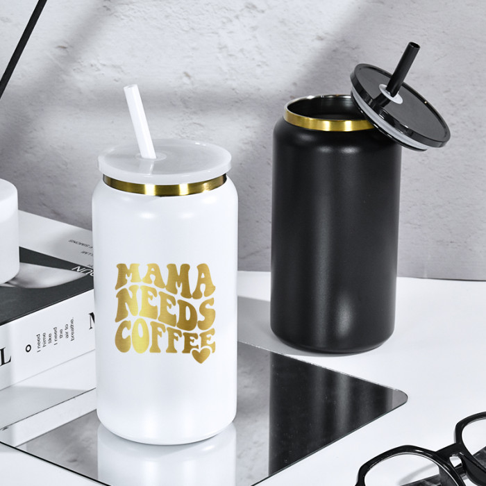 China Warehouse Stainless Steel 16oz Powder Coated Cup with Gold Plated(Not for sublimation)