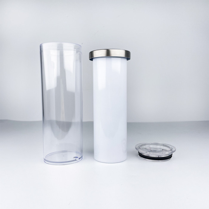 US Warehouse 20oz Double Wall snow globe sublimation tumblers with plugs,pre-hole