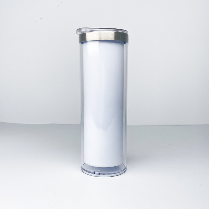 US Warehouse 20oz Double Wall snow globe sublimation tumblers with plugs,pre-hole