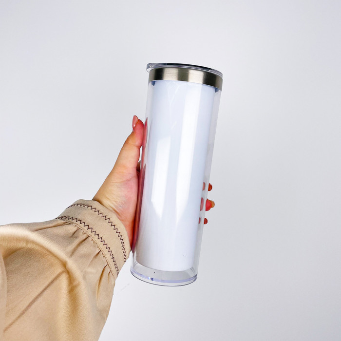 US Warehouse 20oz Double Wall snow globe sublimation tumblers with plugs,pre-hole