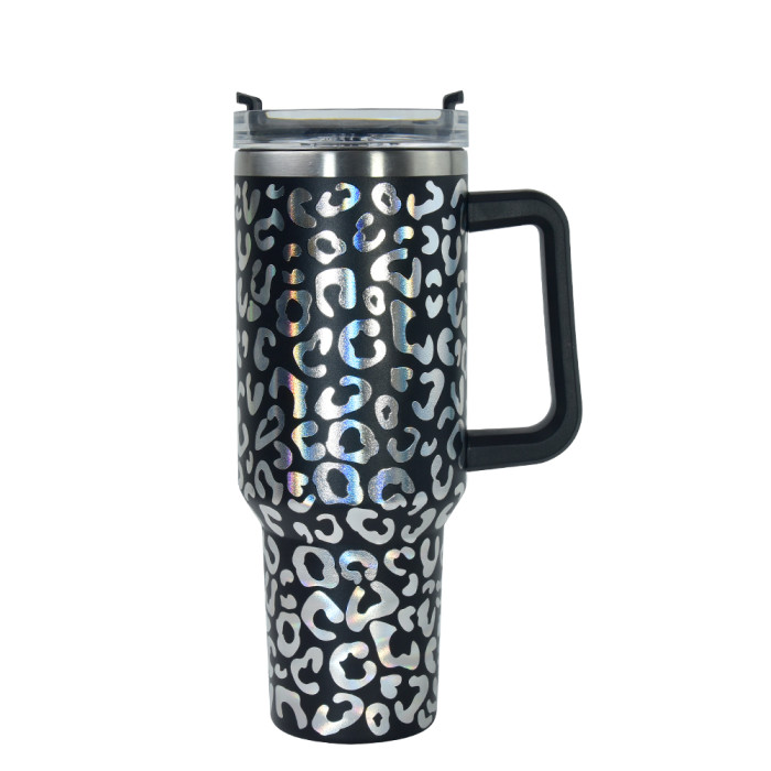 US Warehouse 40OZ powder coated tumbler with leopard print(Not for sublimation)