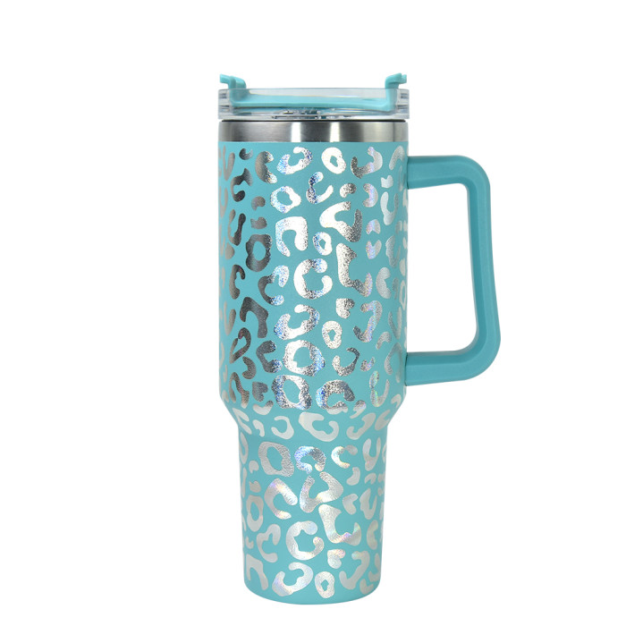 US Warehouse 40OZ powder coated tumbler with leopard print(Not for sublimation)
