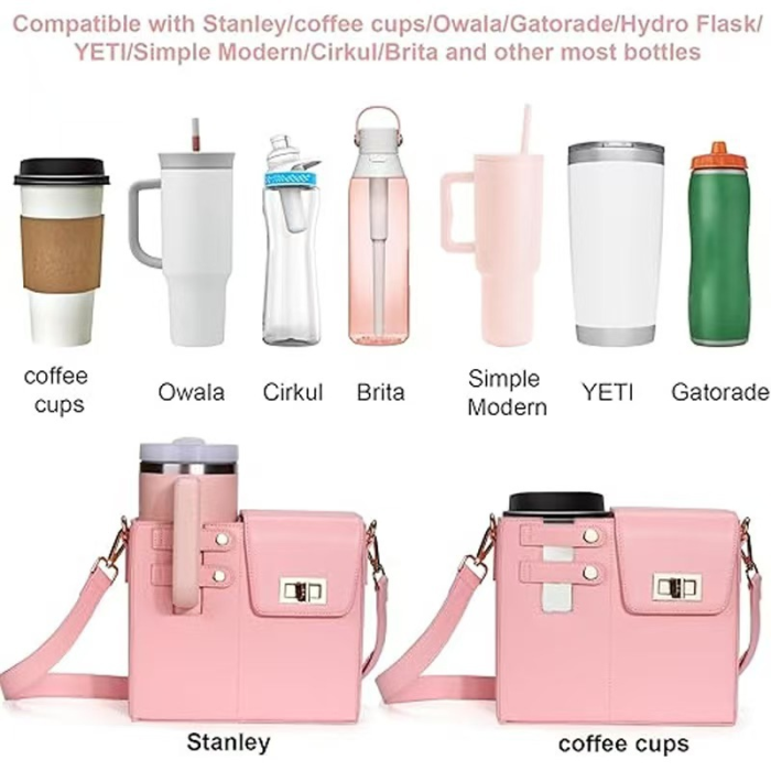 China Warehouse 12pcs PU Leather Crossbody Bag,Cup Holder Bag