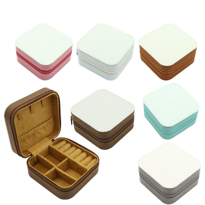 China warehouse PU Leather Sublimation Blanks Jewelry Box Monther's Day Gift