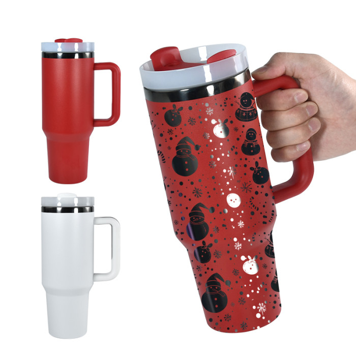 RTS US Warehouse 40OZ Powder Coated Tumbler with Gun-Gray Plated(Not for sublimation)