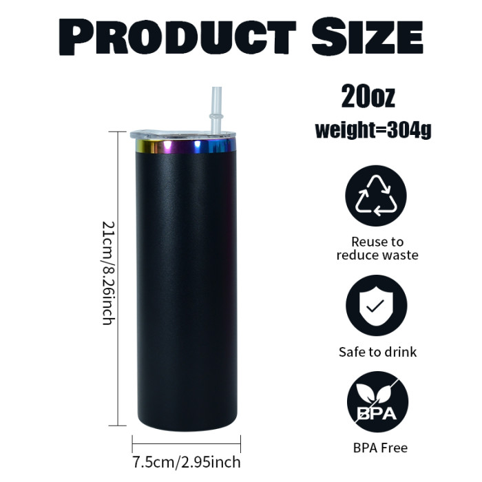 RTS US Warehouse 20oz powder coated tumblers with rainbow plated (Not for sublimation)