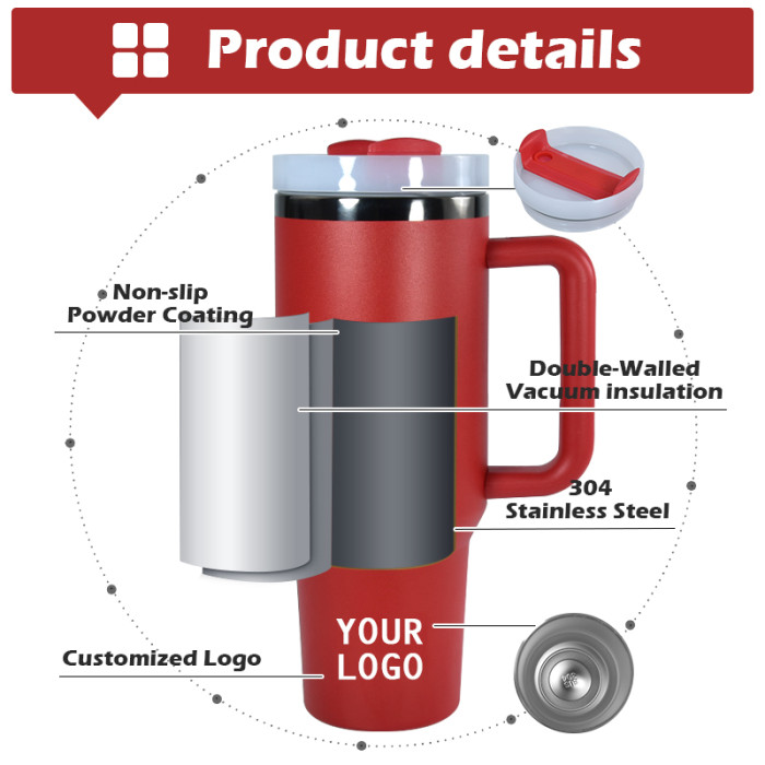 RTS US Warehouse 40OZ Powder Coated Tumbler with Gun-Gray Plated(Not for sublimation)