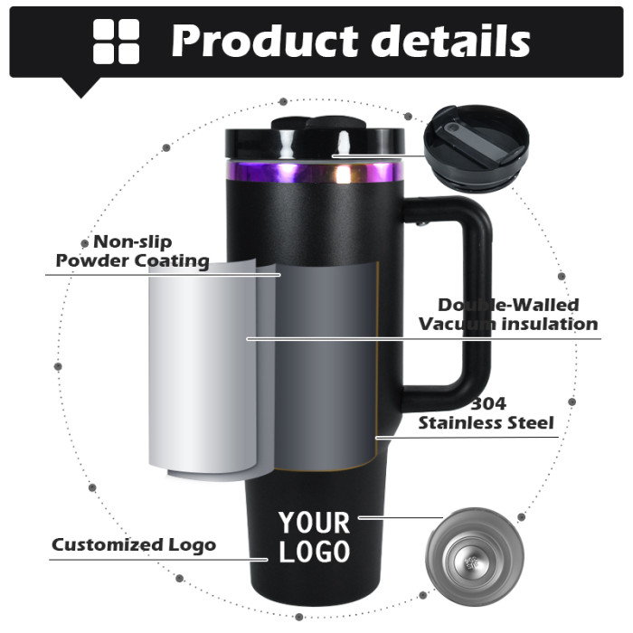 RTS US Warehouse 40OZ Powder Coated Tumbler with Purple Plated(Not for sublimation)