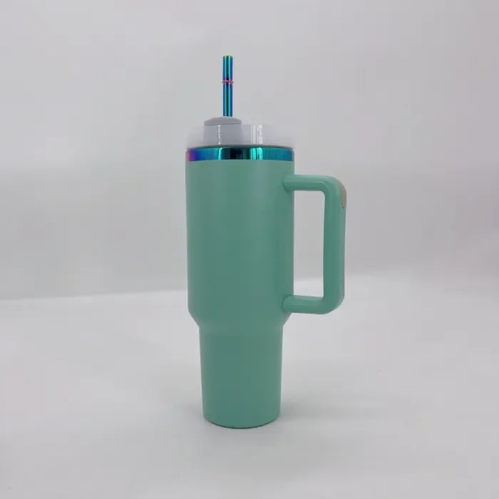China warehouse 40OZ powder coated tumbler with rainbow plated(Not for sublimation)