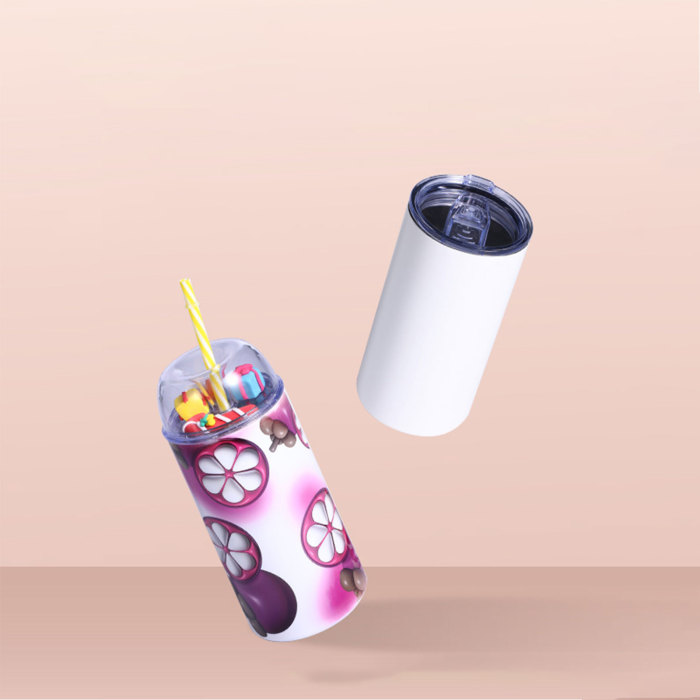 China Warehouse 25pcs 12oz/24oz Sublimation Straight  skinny tumbler with dome lid