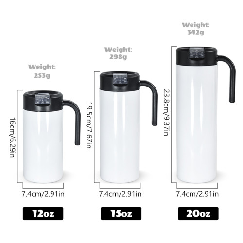 China warehouse 50pcs 12oz/15oz sublimation tumblers with handle lids