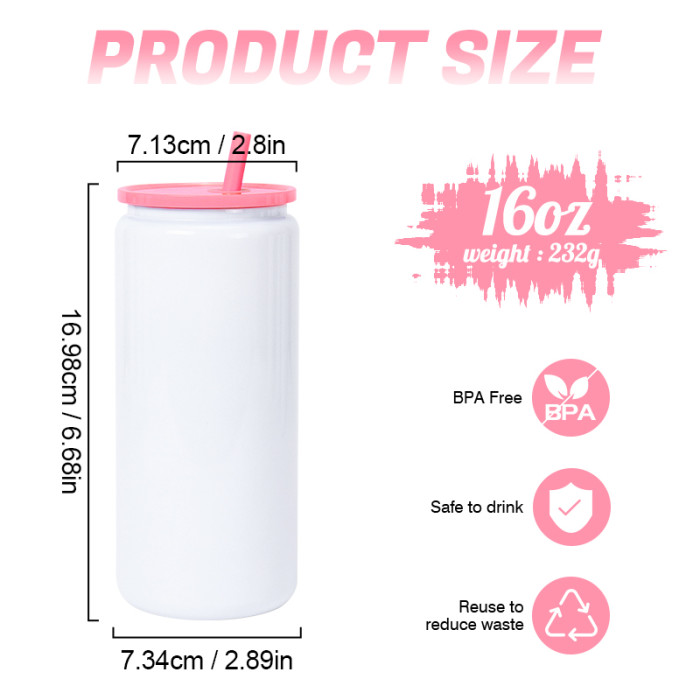 US Warehouse 16oz White Stainless Steel Sublimation Blanks Cup