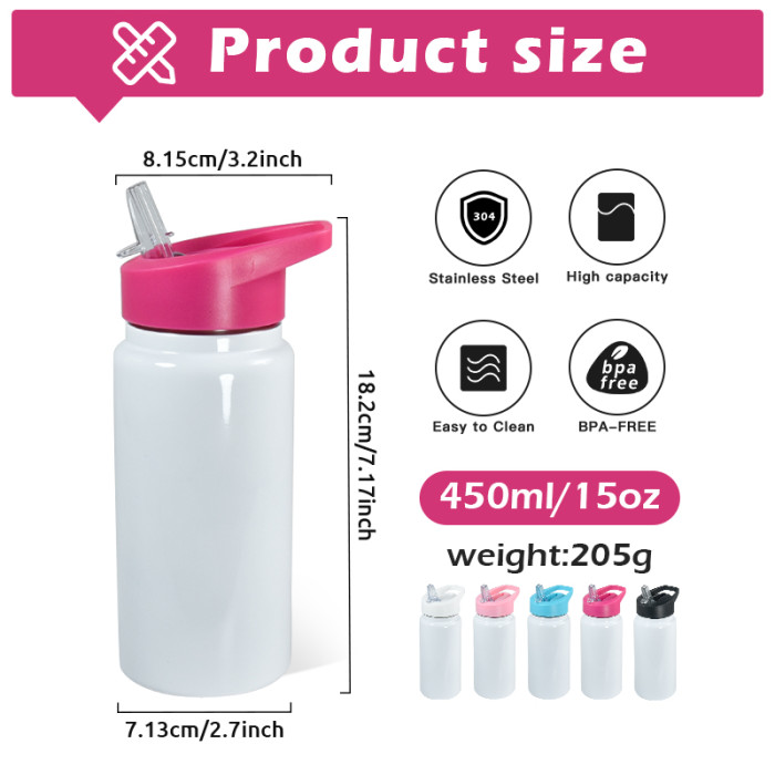 US Warehouse 15oz sublimation blanks kids water bottle