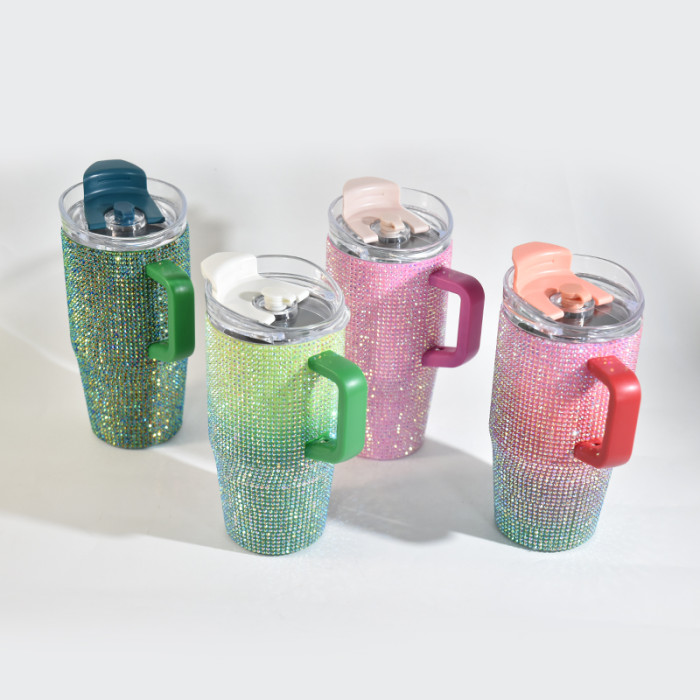 China Warehouse 25pcs Rhinestone 20oz  tumblers with Handle