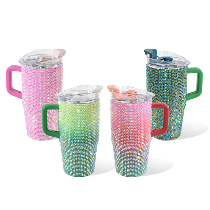 China Warehouse 25pcs Rhinestone 20oz  tumblers with Handle